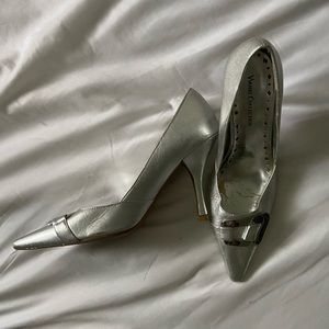 Metallic silver Diesel aesthetic heels